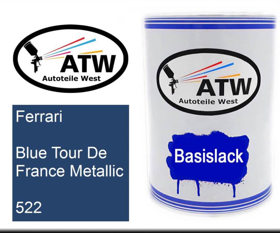 Ferrari, Blue Tour De France Metallic, 522: 500ml Lackdose, von ATW Autoteile West.